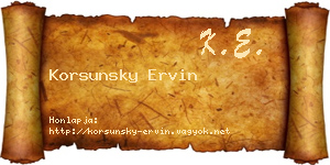 Korsunsky Ervin névjegykártya